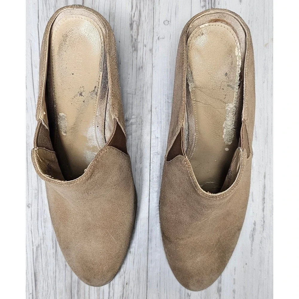 Michael‎ Kors Tan Suede Block Heel Mules Ankle Booties Shoes Women's 8M